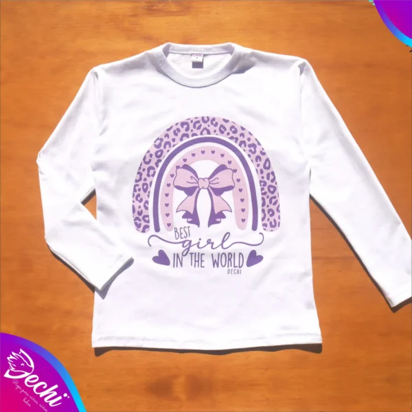 fabrica mayorista Remera manga larga arcoiris animal print blanca ropa para niños y niñas 2026