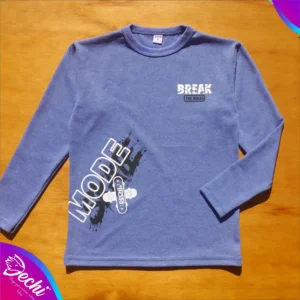 fabrica mayorista Remera manga larga azul skate mode ropa para niños y niñas 2026