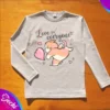 fabrica mayorista Remera manga larga gris gatito ropa para niños y niñas 2026