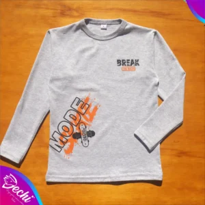 fabrica mayorista Remera manga larga gris skate mode ropa para niños y niñas 2026