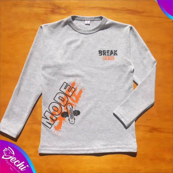 fabrica mayorista Remera manga larga gris skate mode ropa para niños y niñas 2026 fabrica mayorista Remera manga larga gris skate mode ropa para niños y niñas 2026