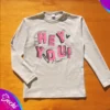fabrica mayorista Remera manga larga hey you gris ropa para niños y niñas 2026