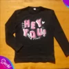 fabrica mayorista Remera manga larga hey you negro ropa para niños y niñas 2026