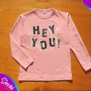 fabrica mayorista Remera manga larga hey you rosa ropa para niños y niñas 2026