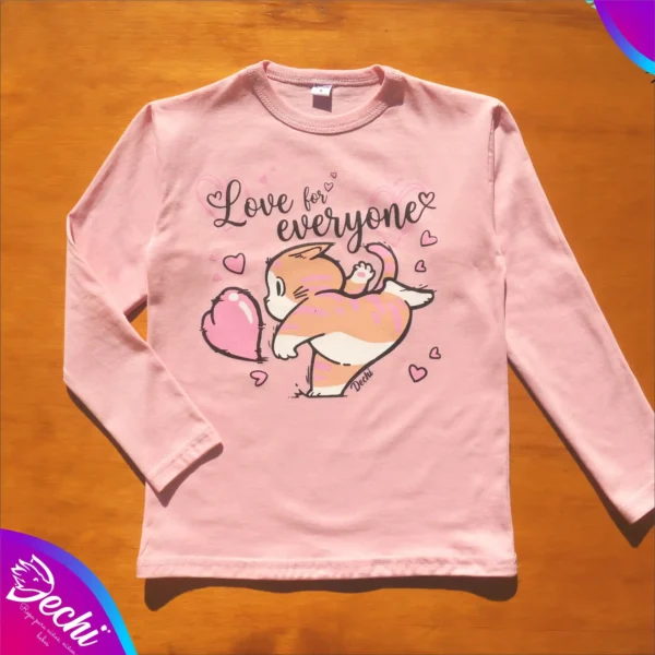 fabrica mayorista Remera manga larga rosa gatito ropa para niños y niñas 2026