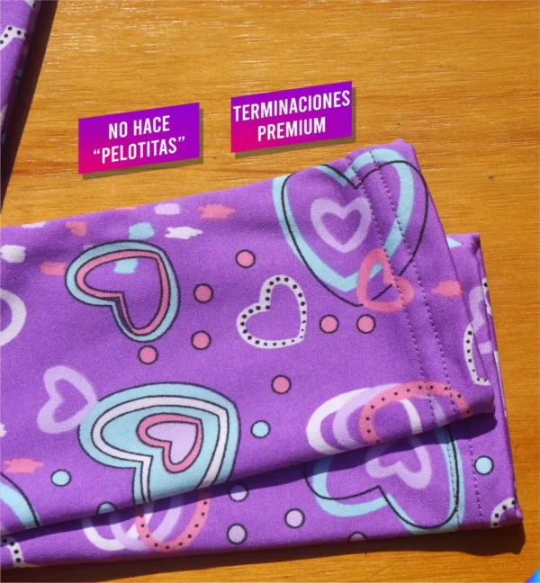 Calza Frizada de Nena Violeta corazones (tela retro)