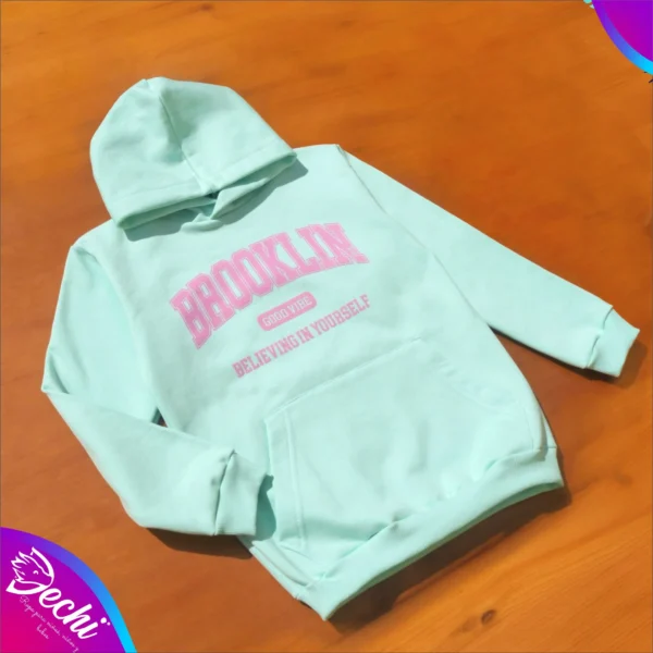 fabrica mayorista buzo canguro verde agua ropa para niños y niñas 2026 Canguro Unisex Brooklin