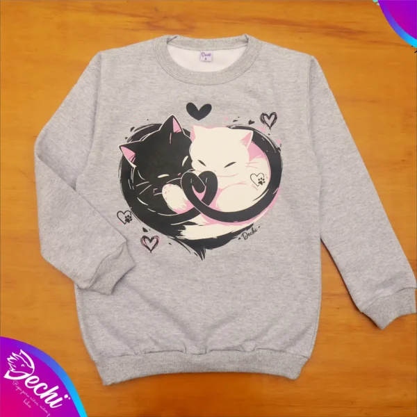 ropa para niñas nena buzo gatos corazon gris 2026 Fabrica mayorista