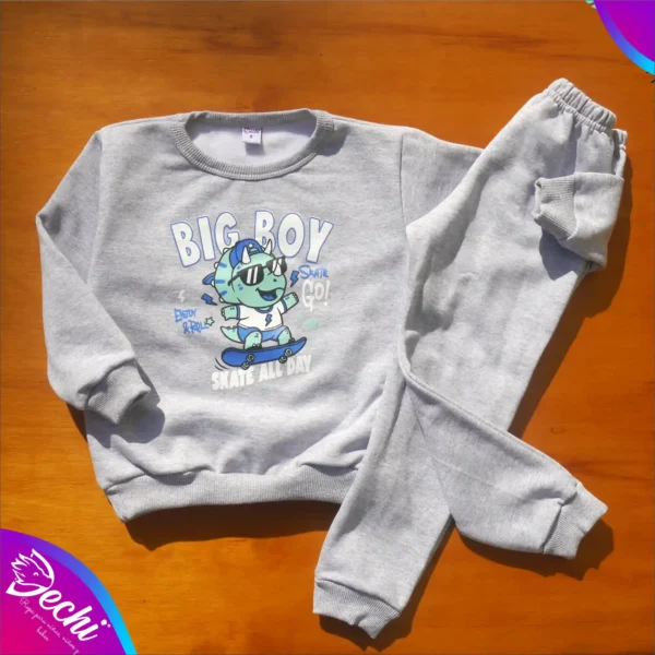 fabrica mayorista conjunto bebe friza gris dino 3 ropa para niños y niñas 2026 2027