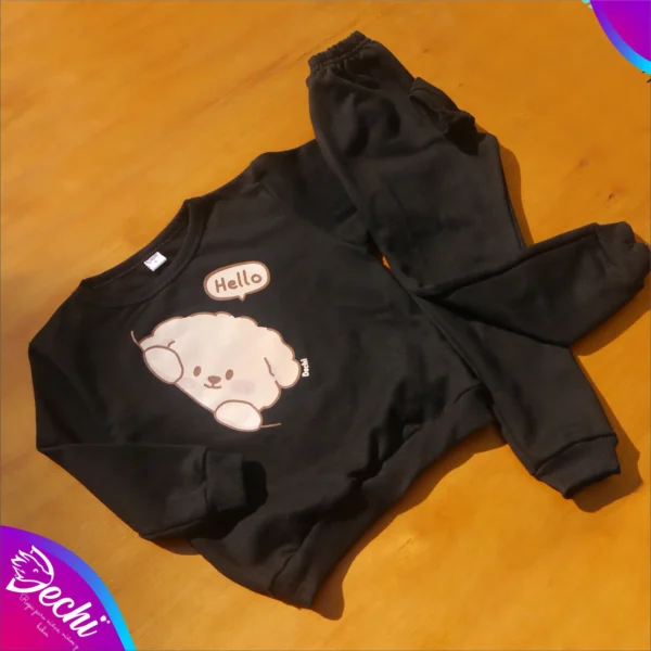 fabrica mayorista conjunto bebe friza negro perrito 2 ropa para niños y niñas 2026 2027