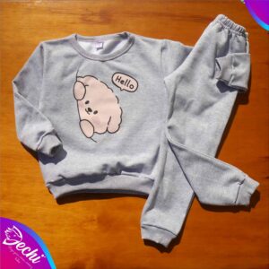 fabrica mayorista conjunto buzo y pantalon frisa gris perrito bebe ropa para bebes 2026 2027