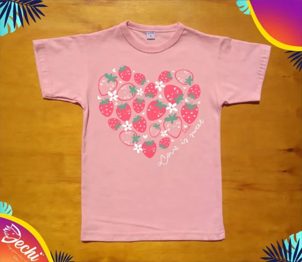 ropa para niñas nena remera Corazon frutilas Rosa 2026 Fabrica mayorista