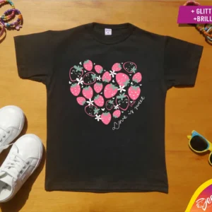 ropa para niñas nena remera Corazon frutilas negro 2026 Fabrica mayorista