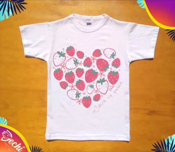 ropa para niñas nena remera Corazon frutilas Blanco 2026 Fabrica mayorista
