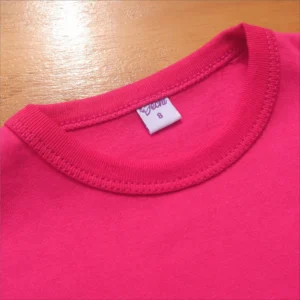 fabrica mayorista remeras lisas para niños y niñas rosa fucsia cuello rosa